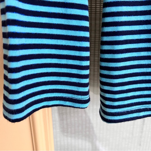 Guess Woman’s Top Blue Striped A Line Fit with Tie Long Flare Sleeves Size M - Picture 8 of 12